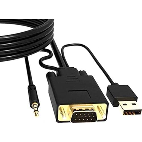 VGA Cable Male to Male Plug Play PVC VGA to HDMI-compatible Adapter for Monitor Computer Cable Adapter