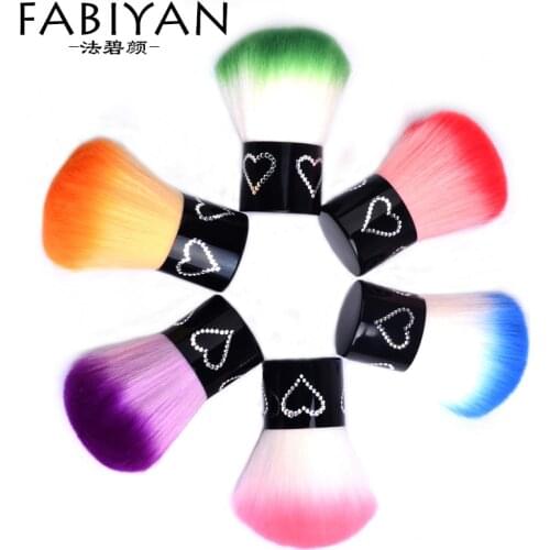 Nail Art Dust Brush Heart Rhinestones Blush Glitter Powder Foundation Remover Cleaner UV Gel Polish Acrylic Manicure Tool Makeup