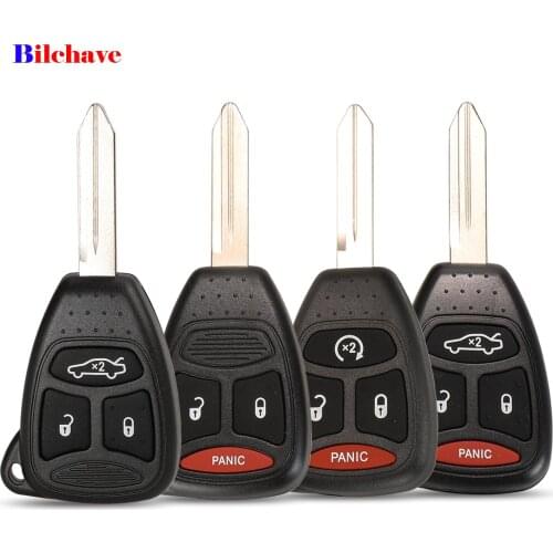 Bilchave 10pcs For Dodge Chrysler Jeep Dakota Durango Charger 300 Aspen Grand Cherokee Fob 3/4 Button Remote Car Key Shell Case