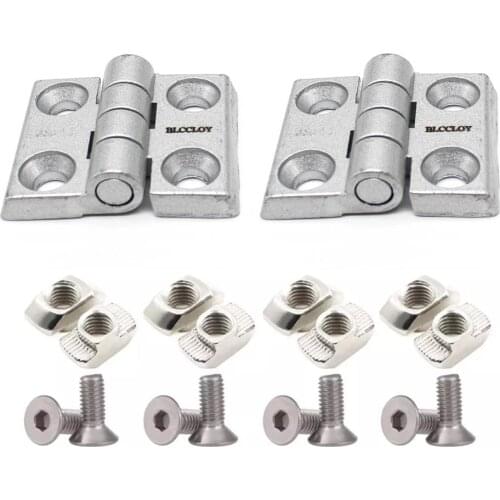 2 Sets Aluminum Profile Hinge Install Kit,Door Frame Metal Hinge with Screws Nut for 2020 3030 Series Aluminum Extrusion Profile