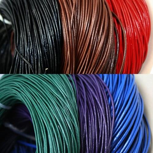 1mm/1.5mm/2mm 100% Genuine Leather Round Cord String Rope for DIY Necklace Bracelet DIY Jewelry Making Findings Accessories 1M