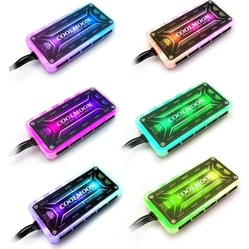 COOLMOON RGB Fan Music Controller PC Cooling Chassis Silent Fan Hub for Connecting/Sync to Motherboard