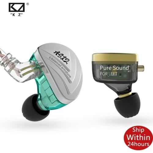 KZ AS12 Earphones 12BA Balanced Armature Drives HIFI Bass In Ear Monitor Headset Earbuds Zinc Alloy Earphones Noise Cancelling