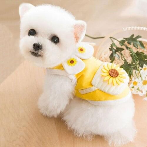 Cute Embroidered Appliqué Pet Clothes Dogs Cats Summer Thin Breathable Vest T-shirt Collar Satchel Clothing For Chihuahua Teddy