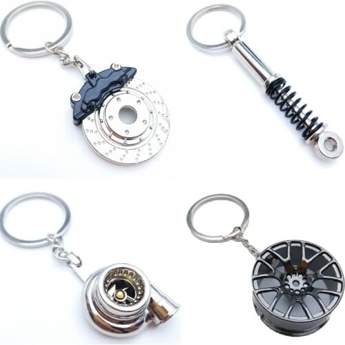 Trendy Car Components Keychains For Men Boys Punk Car Brake Gear Turbine Wheel Hub Keychain Charms Key Chain Fashion Jewelry