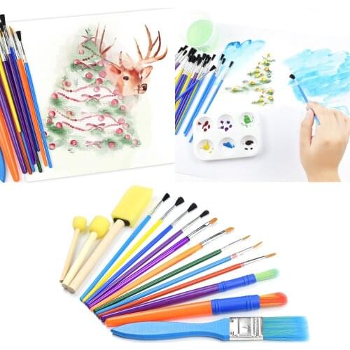 Besegad 16 Pcs Art Paint Brushes And Color Palette Set Art Brush Pen Painting Tools Kids Beginners Artist Drawing DIY Gift Toys