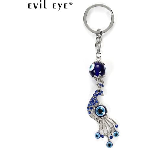 EVIL EYE New Fashion turkey evil eye Peacock Charms keychain For Women Girl Decorative Keychain bag MAN CAR KEYCHAIN EY4932