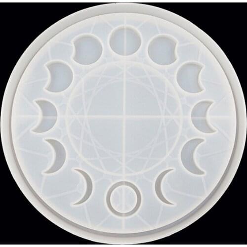 DIY Crafts Star Moon Clock Dial Crystal Epoxy Resin Mold Lunar Eclipse Moon Phase Ornament Plate Silicone Mould