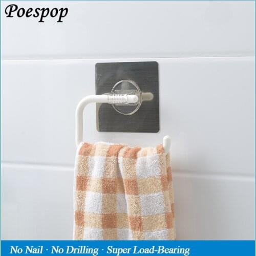 POSEPOP Strong Magic Flexible Sticker Plastic Hand Towel Ring Holder For Bathroom Towel Rack Multifunctional Storage Shelf