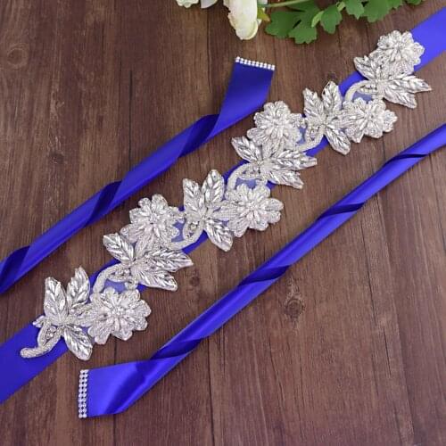 ZMS427 Luxurious Bride Belt Wedding Accessories Women Party Prom Evening Dresses Decoration Rhinestone Pearl Applique Sash