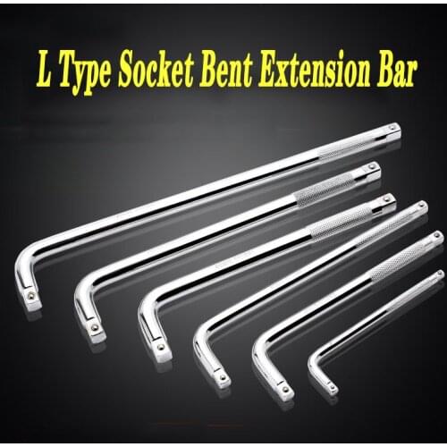 L Type Connecting Rod Drive Socket Bent Extension Bar 1/4" 3/8" 1/2" L-Handle Sockets Wrench Hand Tools Curved Rod Auto Repair