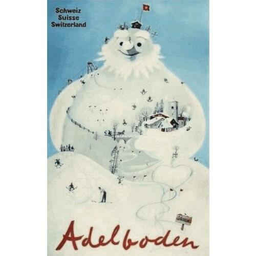 Adelboden Switzerland Ski Shield with Cord Tin Sign Metal Sign Bar Pub Garage Diner Cafe Home Wall Decor Home Decor Art Poster