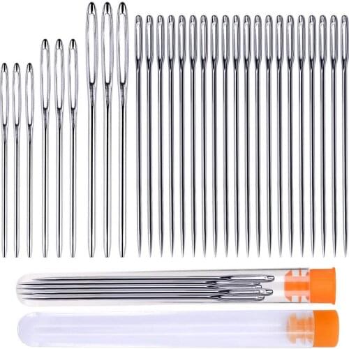 KAOBUY 31PCS Large Eye Sewing Needles, Sewing Sharp Needles And Large Eye Blunt Sewing Needles With Plastic Bottle