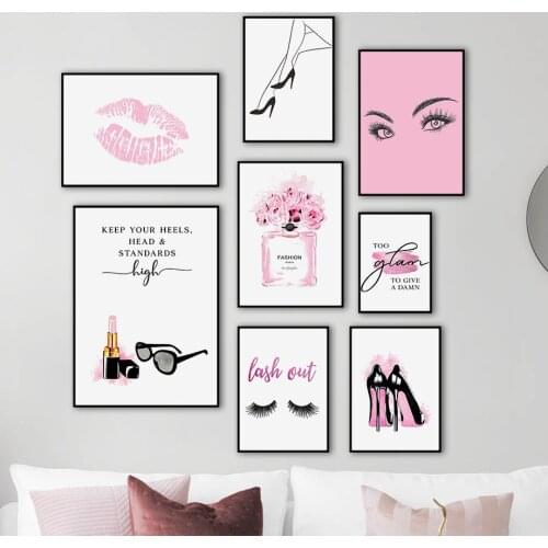 Sunglasses Lipstick Perfume High Heels Wall Art Canvas Painting Nordic Posters And Prints Wall Pictures For Living Room Decor