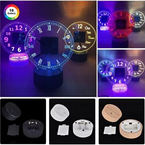 Customization LED Alarm Clock 3D Lamp Clocks for Bedroom Nightlight Desk Table Clock Home Decor 7 Color Touch Switch Night Light
