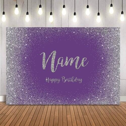 Dark Purple Birthday for Womens Party Background Sliver Glitter Shiny Dots Background for Picture Sweet Girls Customize Props