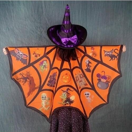 Witch cape with hat Adult kids boys wizard girls witch cosplay party Stage Performance Clothes Butterfly wings