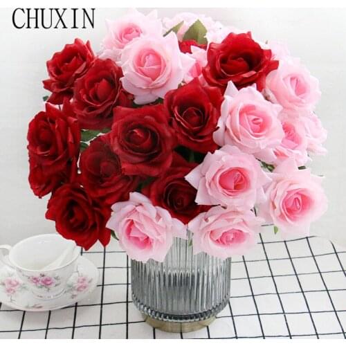 High quality Hand-held Rose Artificial Flower Bouquet Home Decor Wedding Decorations Fake Flowers Valentines Day Romantic Gift