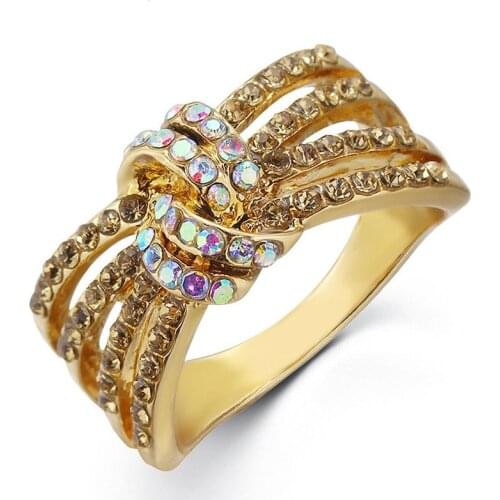 High Quality Jewelry New Fashion Alloy Ring Colorful Winding Knot Ring Zircon Ring Female Jewelry Gift