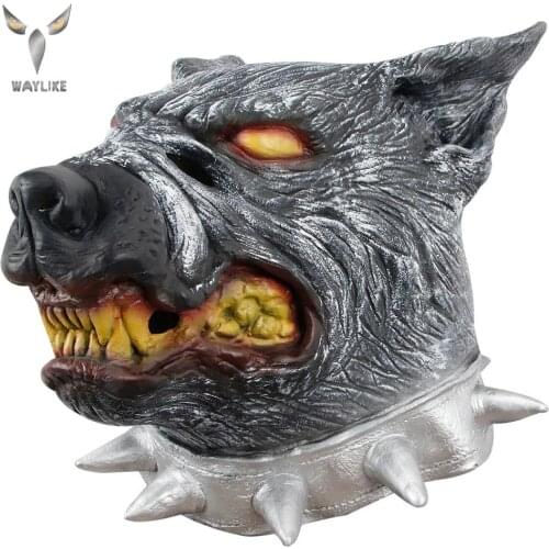 WAYLIKE Latex Collar Dog Headgear Latex Party Animal Mask Childrens Adult Party Halloween Costume Ball Mask Funny