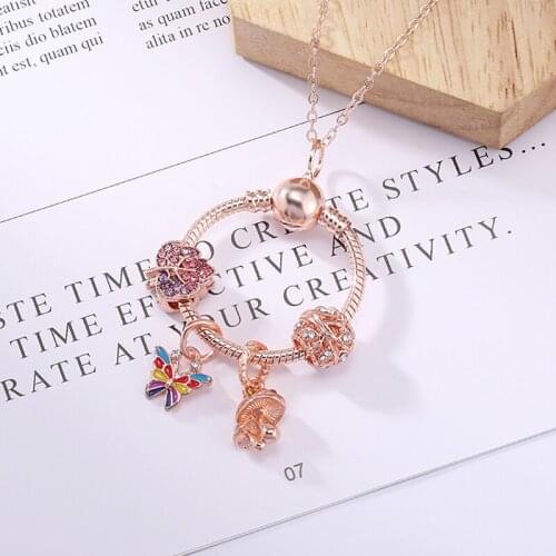 BAOPON European Style Jewelry Collier Butterfly & Mushroom Statement Pendant Necklace For Women Wife Fashion Gift Special Offer