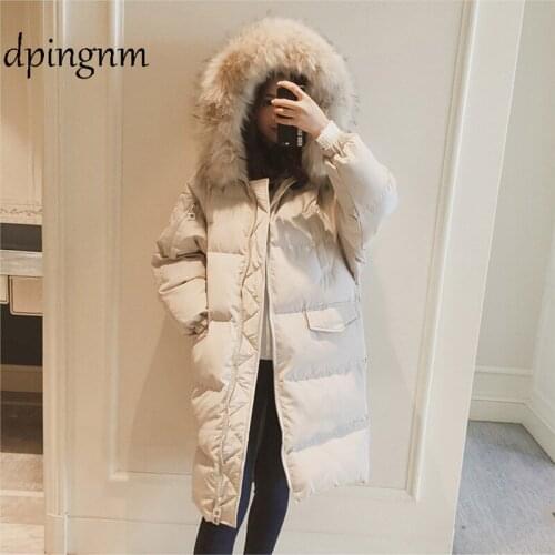 Winter Jacket Women 2018 Middle Long Cotton-padded Jackets Big Fur Hooded Collar Parkas Thicken Warm Winter Coat Female