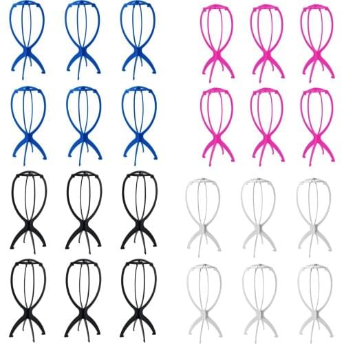 1 Set 6Pcs Wig Stand Holder Portable Durable Plastic Folding Wig Holder Hairpieces Display Tool Stable Wig Stand Dryer
