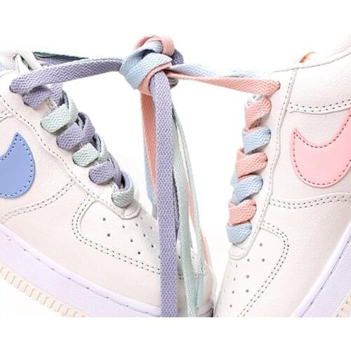 1 Pair 8mm Flat Thicken color candy Kids Shoelaces Basketball Sneakers Sail Shoe Laces Shoe Accessories 120/140/160cm