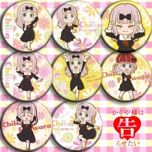 1pc 58mm Icons Kaguya-sama: Love Is War Fujiwara Chika Very Cute Girls Badges Brooch Backapck