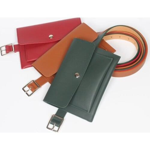 10PCS / LOT Hot sale Fashion Women Leather Waist Pack Femal Belt Phone Pouch Bags Women Waist Packs Fanny Pack