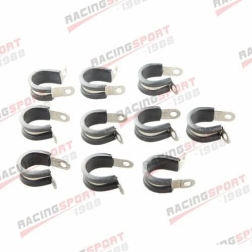 10PCS Cushioned Hose Mounting Clamp Loop Strap 304 Stainless Steel 5/8" Black