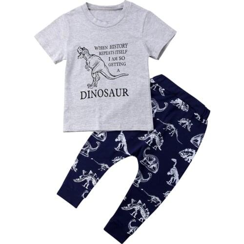 New Toddler Infant Kids Baby Boys Dinosaur Top T-shirt Pants Leggings 2Pcs Casual Summer Sunsuit Outfit Clothes 1-6T