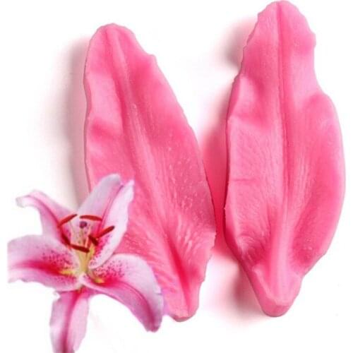 2Pcs Lily Flower Leaf Embosser Printing Chocolate Wedding Decoration Silicone Mold Baking Fondant Sugar Process Kitchen Baking