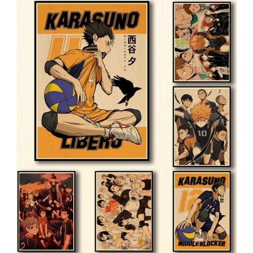 27 Designs Anime Haikyuu!! Kraftpaper Poster Cartoon Abstract Art Painting Funny Wall Sticker for Coffee House Bar 1