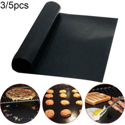 3pcs/5pcs Non-Stick BBQ Grill Mat Reusable Baking Sheet Meshes Heat Resistant Pad for Outdoor Picnic Cooking Barbecue Tool Sets