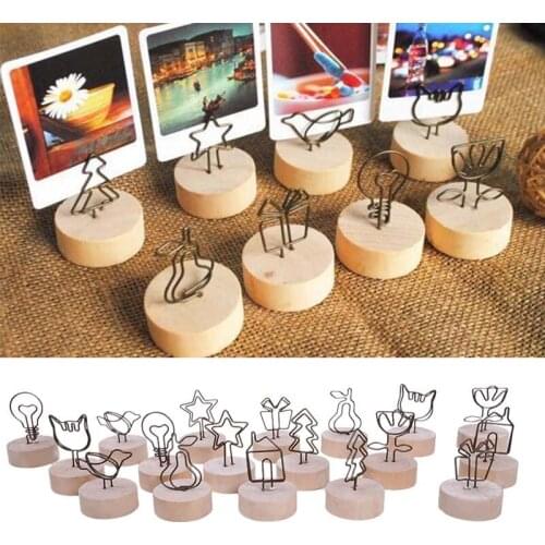 4*6cm Round Wooden Iron Art Photo Clip Frame DIY Business Card Memo Clip Wedding Photo Clip Family Photo Decoration