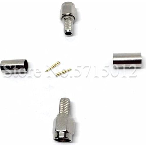 5pcs Antenna Terminal SMAJ-3 RF Coaxial Connector SMA Male Internal Thread Nickel Plated Brass Connectors For RG58 RG400 Cable