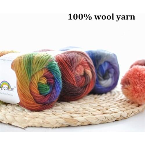500g(10balls)/lot Rainbow Wool Hand Knitting Merino Wool Yarn Section Space Dye Crochet Yarn DIY Scarf Shawl Yarn for Knitted