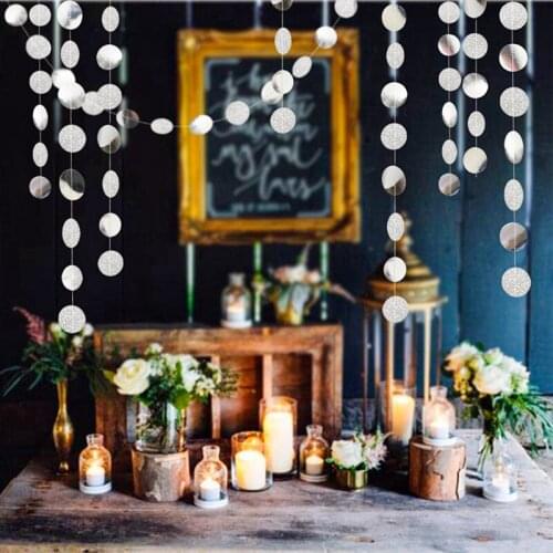 57Dot 4M Twinkle Champagne Circle Garlands Paper Banner Birthday Party Decoration Wedding Hanging Garland Baby Shower Supplies