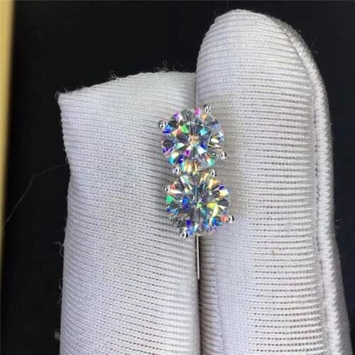 8MM Round Female Multicolor Stud Earrings White Red Pink Purple Zircon Earrings For Women Jewelry Silver Color Wedding Earrings