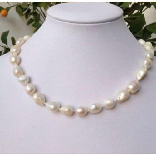 9-10 mm baroque white freshwater Irregular pearl necklace 18"