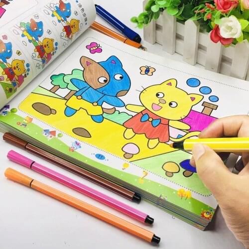 6 Color Art Book Childrens Enlightenment Toys Children Watercolor Pen Picture Book 2-8 Years Old With 38 Pages Painting Drawing