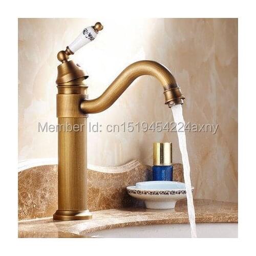 GIZERO Antique Retro Faucet Basin Sink Mixer 360 Rotation with ceramic handle Deck Mounted Vessel Sink taps GI17