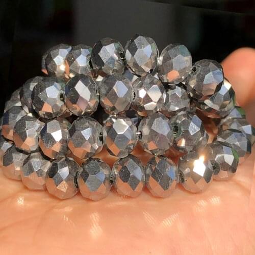 3/4/6/8/10MM Silver Color Austria Rondelle Crystal Glass Beads Faceted Loose Spacer Beads For Jewelry Making Diy Bracelet Earing