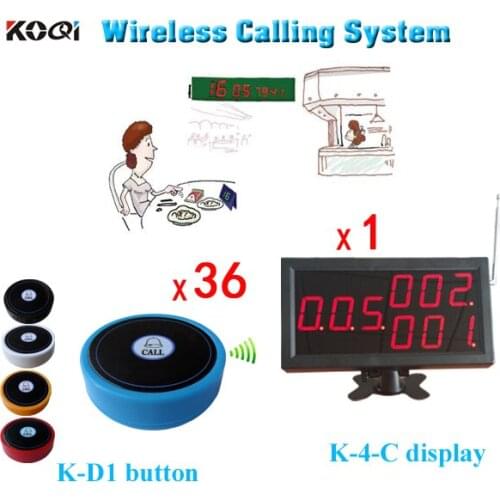 Wireless Waiter Calling System 1 Display+36 Press Button For Restaurant Cafe Hotel Service Set