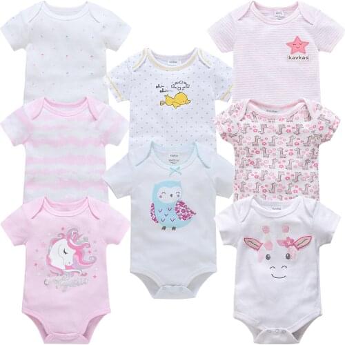 8PCS Infant Baby Girls Bodysuit Unisex Rompers Short Sleeve Baby Clothing One Piece Summer Baby Clothes Girl and Boy Jumpsuits