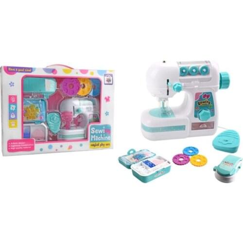 Childrens Play House Set Toys Girls Electric Sewing Machine for Children Toy Sewing Kit for Kids Household, Blue