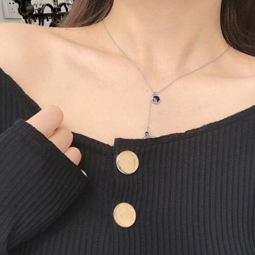 Long Pendant Black Drop Necklaces Pendants For Women Simple Design Necklace Stylish Alloy Jewelry