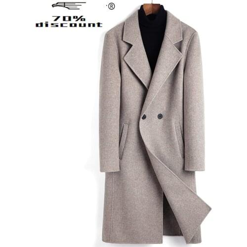 Long 200% Wool Coat Men Jacket Double Breasted Overcoat Clothes Mens Coats and Jackets Sobretudo Masculino 9909 KJ4292