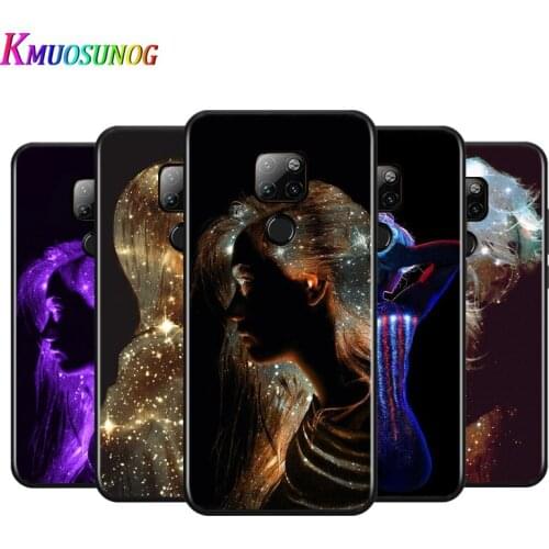 Sexy fluorescent art For Huawei Mate 10 20 20X(5G) 30 40 40RS Nova5i PRO Lite Plus Black Soft Phone Case